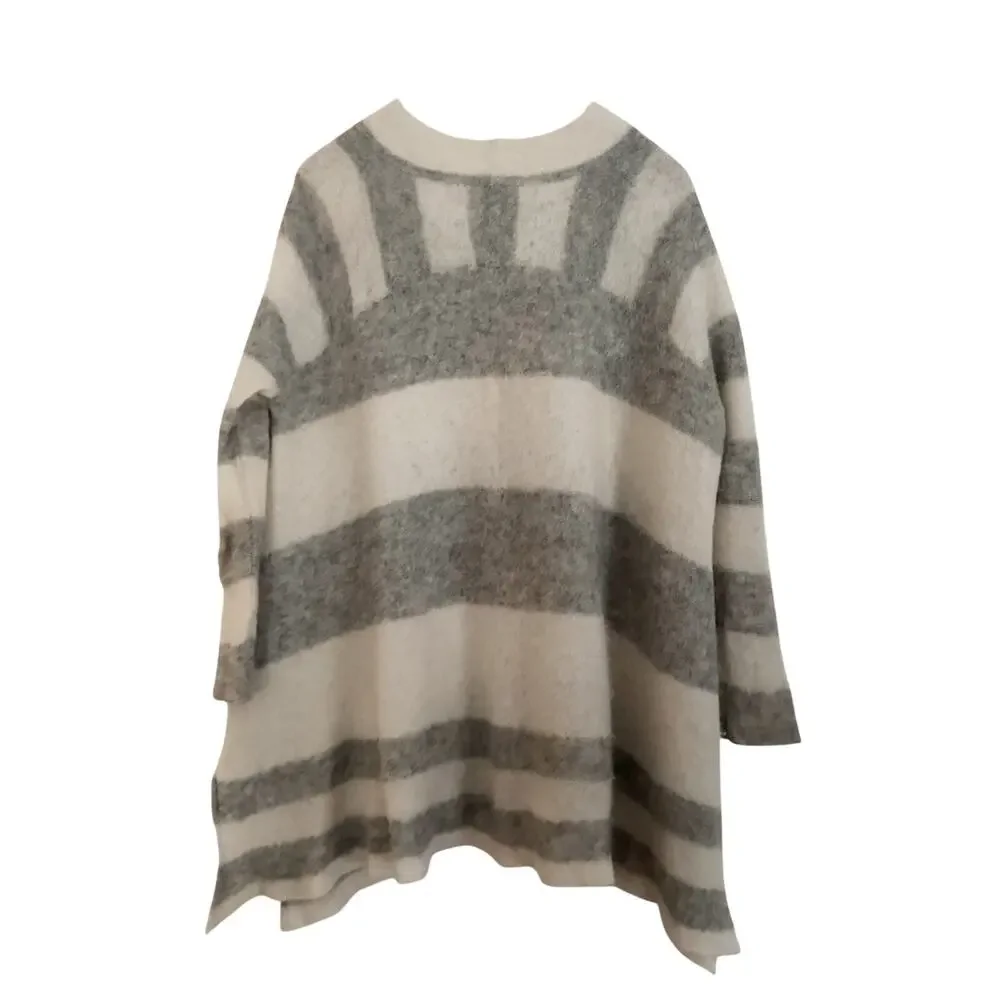 FREE PEOPLE Lafayette Alpaca Striped Tunic Sweater Dress Gray Cream XS S